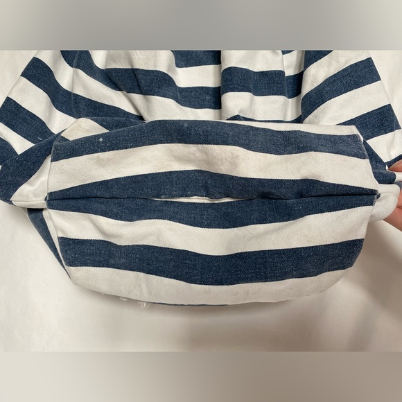 Abercrombie & Fitch Vintage Y2K Canvas Tote Hobo Beach Bag Blue & White Striped - Picture 5 of 7